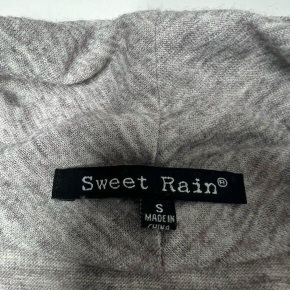 Sweat Rain Womens Gray Drape Open Cardigan Sweater Zip Pockets Size Small - Picture 4 of 7